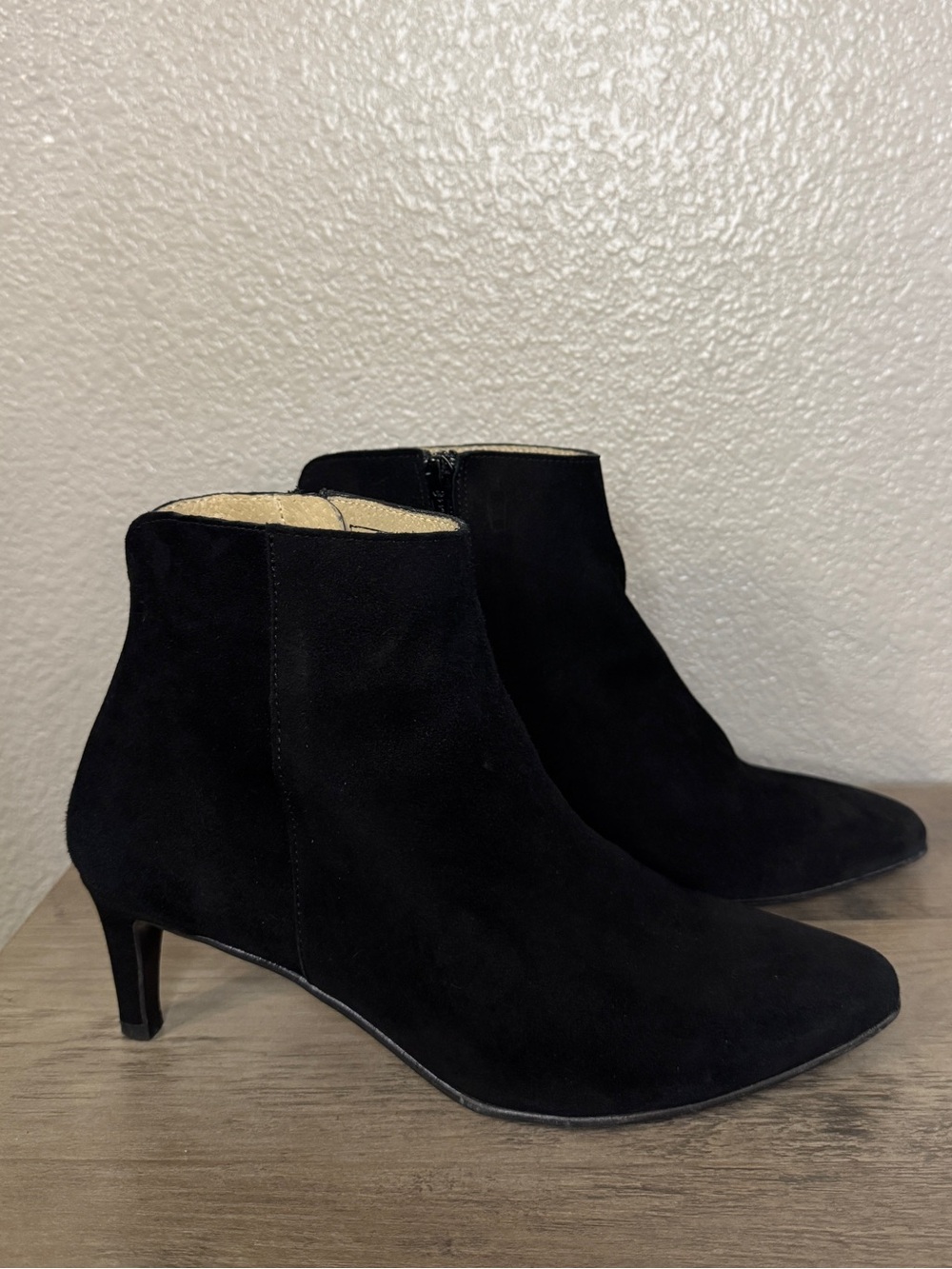 António de Faria Black Leather Kitten Heel Ankle Boots Size 8 Made Portugal